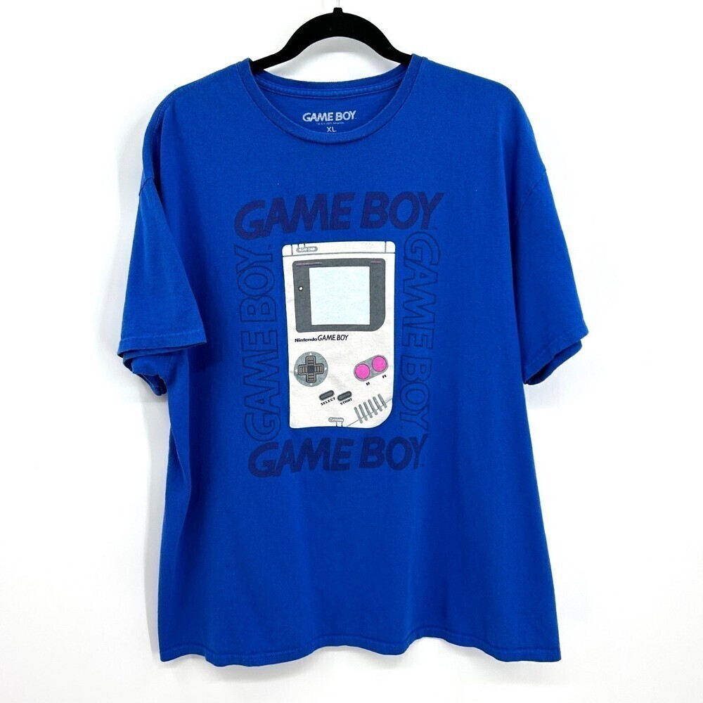 NINTENDO GAMEBOY Blue Retro Gameboy Graphic Print 100% Cotton T-Shirt Size XL